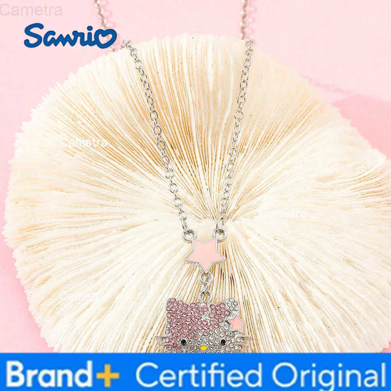 Sanrio Cute Hello Kitty Metal Necklace Cascading Sparkling Hellio Kitty Two-tone Version Beautiful Costume Jewellery Pendant H251229