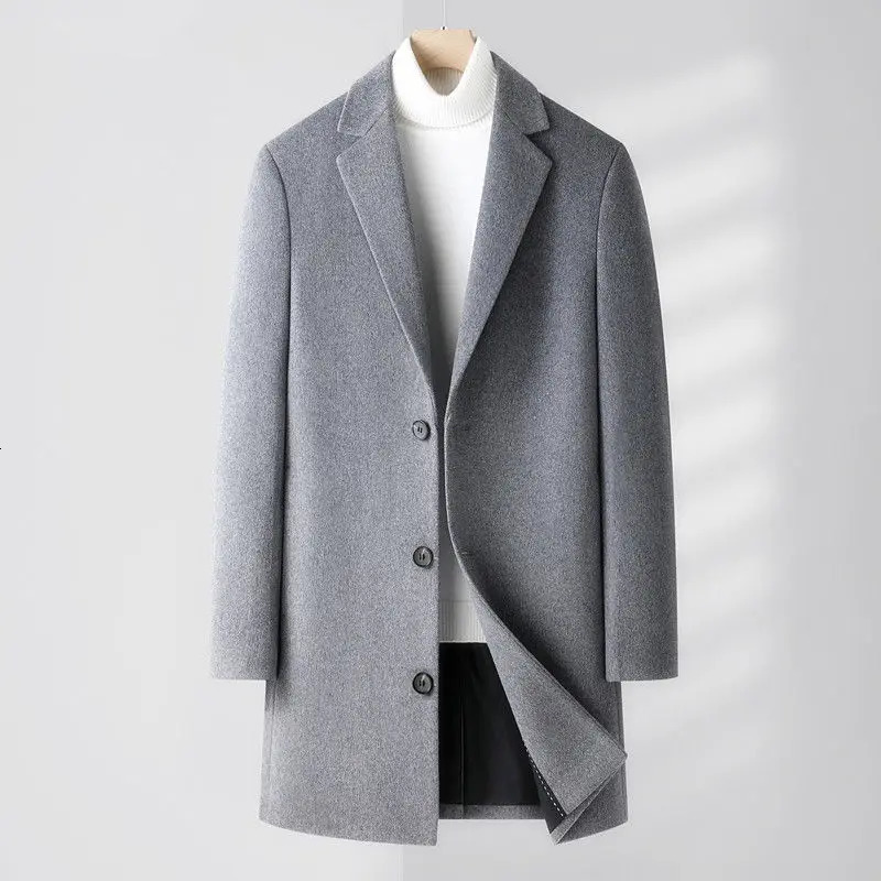 Large Size Men Clothing Wool Coats Coat Korean Autumn Winter Casual Solid Loose Male Clothes Long Sleeve Midi Overcoat Blends 251226