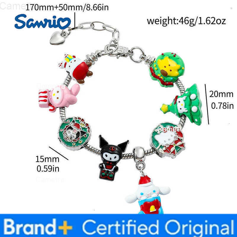 Sanrio Christmas Style Charms Bracelet for Girl DIY Jewelry Accessories Kawaii Hello Kitty Kuromi Melody Student Y2K H251229