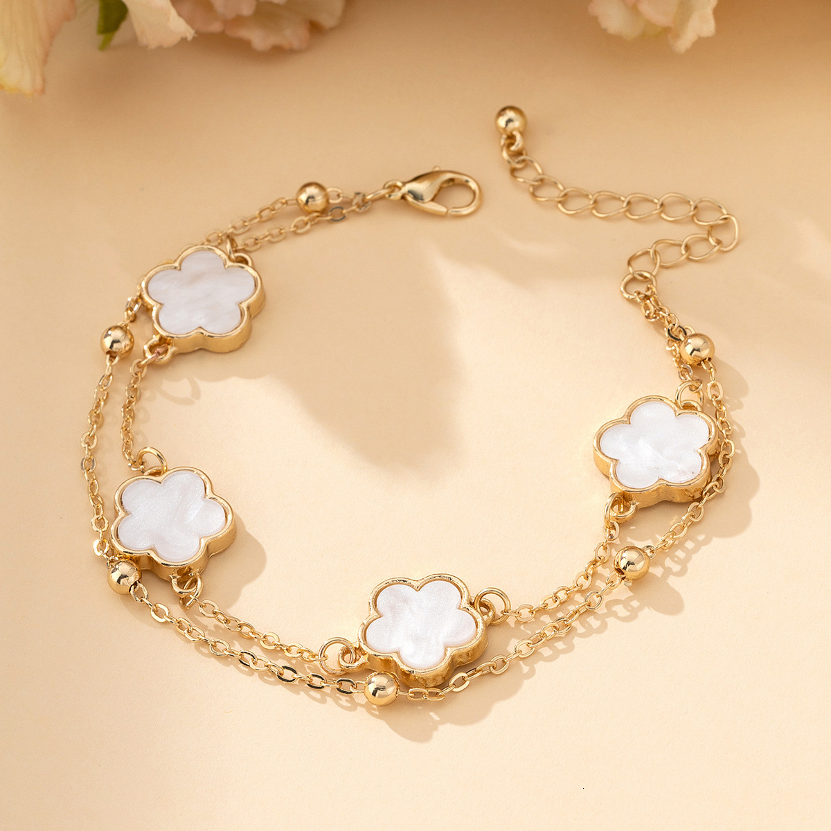 Luxury Brand Designer Jewelry European And American Summer Beach Lucky Clover Flower Anklet For Women Fashion New Style Elegant Anklet Wholesale From 