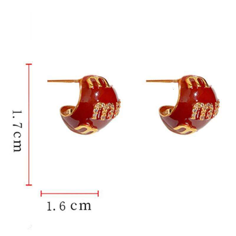 Trendy M Letter C-shaped Water Drop Stud Earrings For Women Girls White Full Color Metal Ears Accessories Festival Jewelry Gifts