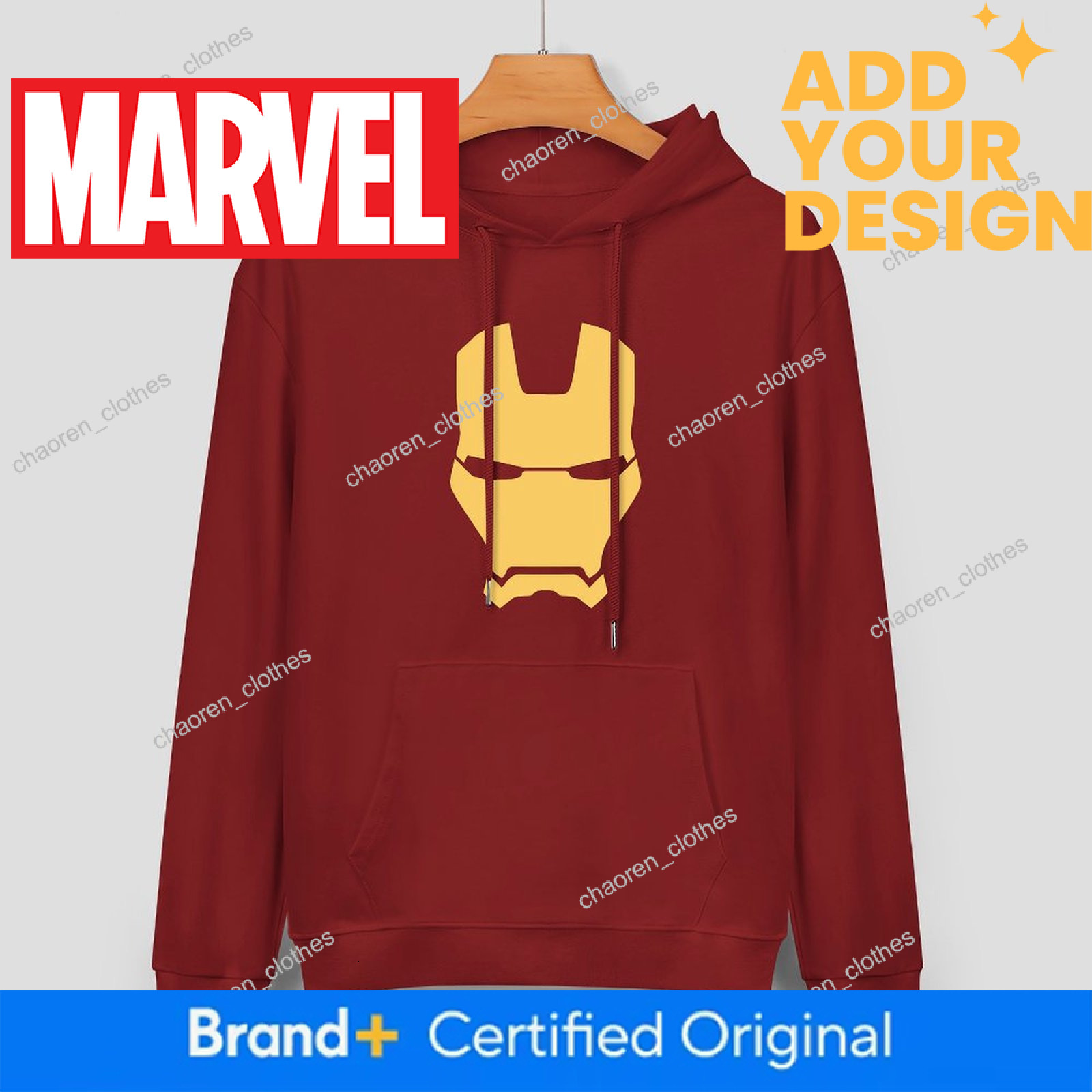 Custom Marvel Iron Man Designer Fall Winter Hoodie Design Unisex Long Sleeve Streetwear Hip Hop Oversized Fit Hoodie Men's Fashion Apparel M2