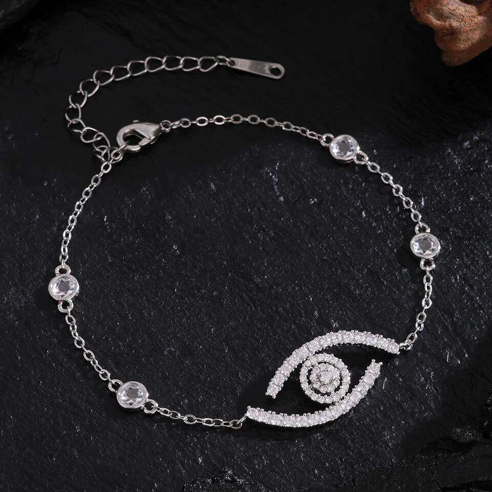 ZAKOL Exquisite Brilliant Cubic Zirconia Evil Eye Adjustable Bracelet for Women Korean Fashion Women's Birthday Jewelry Gift