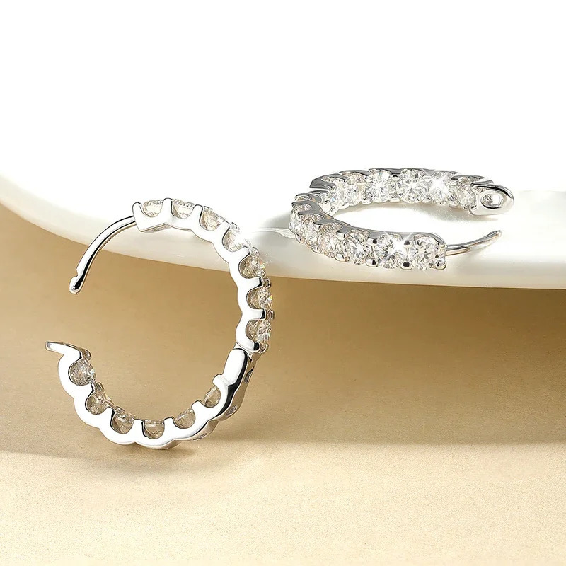 Hoop Earrings for Women 26ct D Color Sparkling Diamond with GRA s925 Sterling Sliver Plated 18k Gold Hip Hop Earring 251224