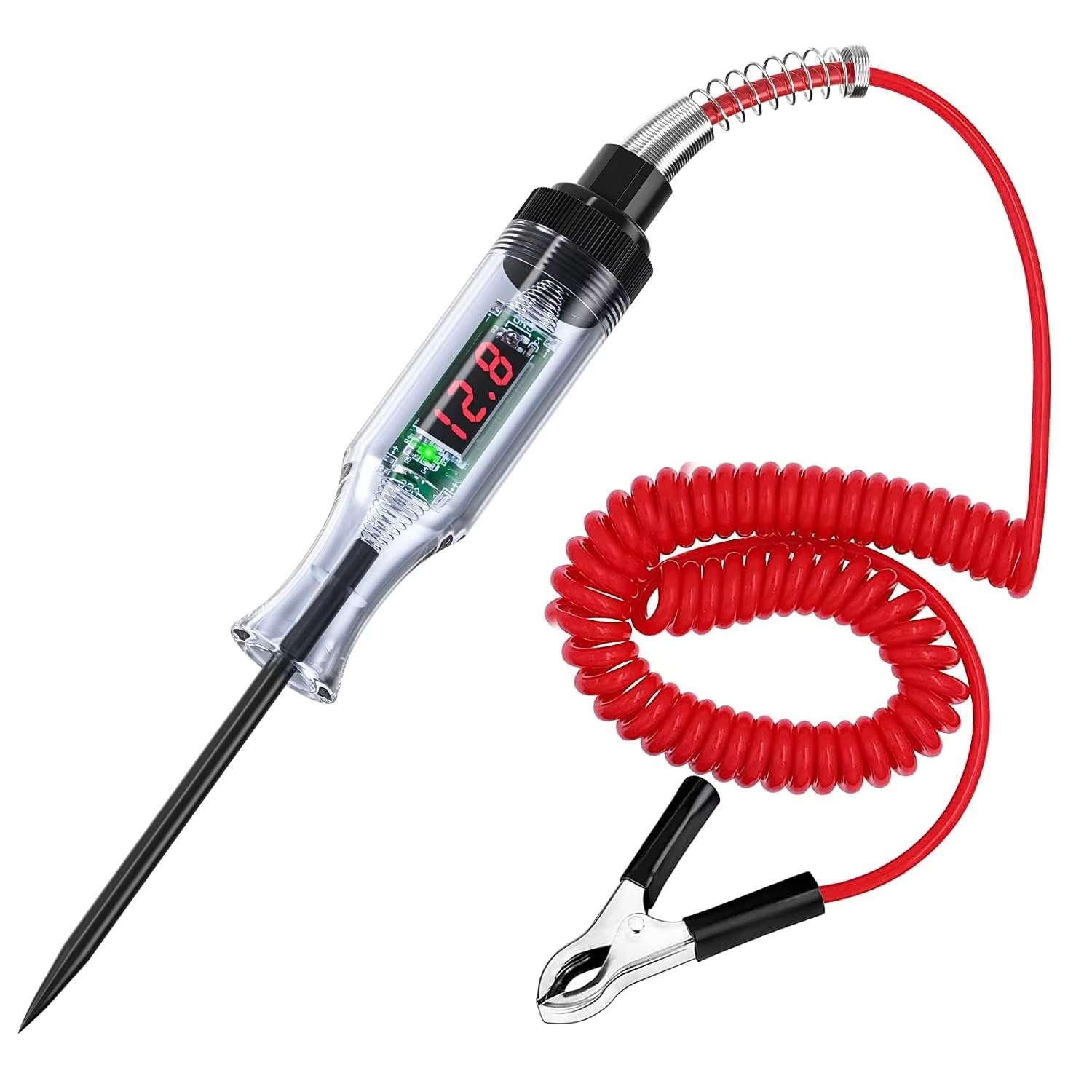 Universal 5-110V Car Circuit Tester, Digital Test Light with Retractable Cord, Voltage Detector for Truck Motorcycle Fuse Wiring Diagnostic