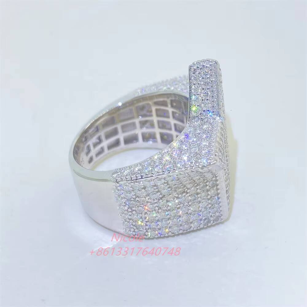 Ready to Ship Bling 925 Sterling Silver Star Shape baguette Diamond Moissanite Ring Hip Hop Iced Out Mens Rings