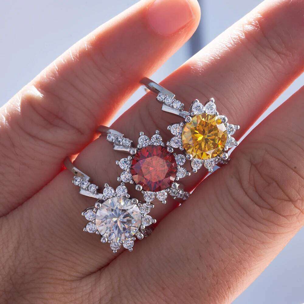 2 Ct Moissanite Ring for Women Luxury Lab-created Diamond PT950 plated 100% Sterling Silver 925 Jewelry Size5-10 cb4