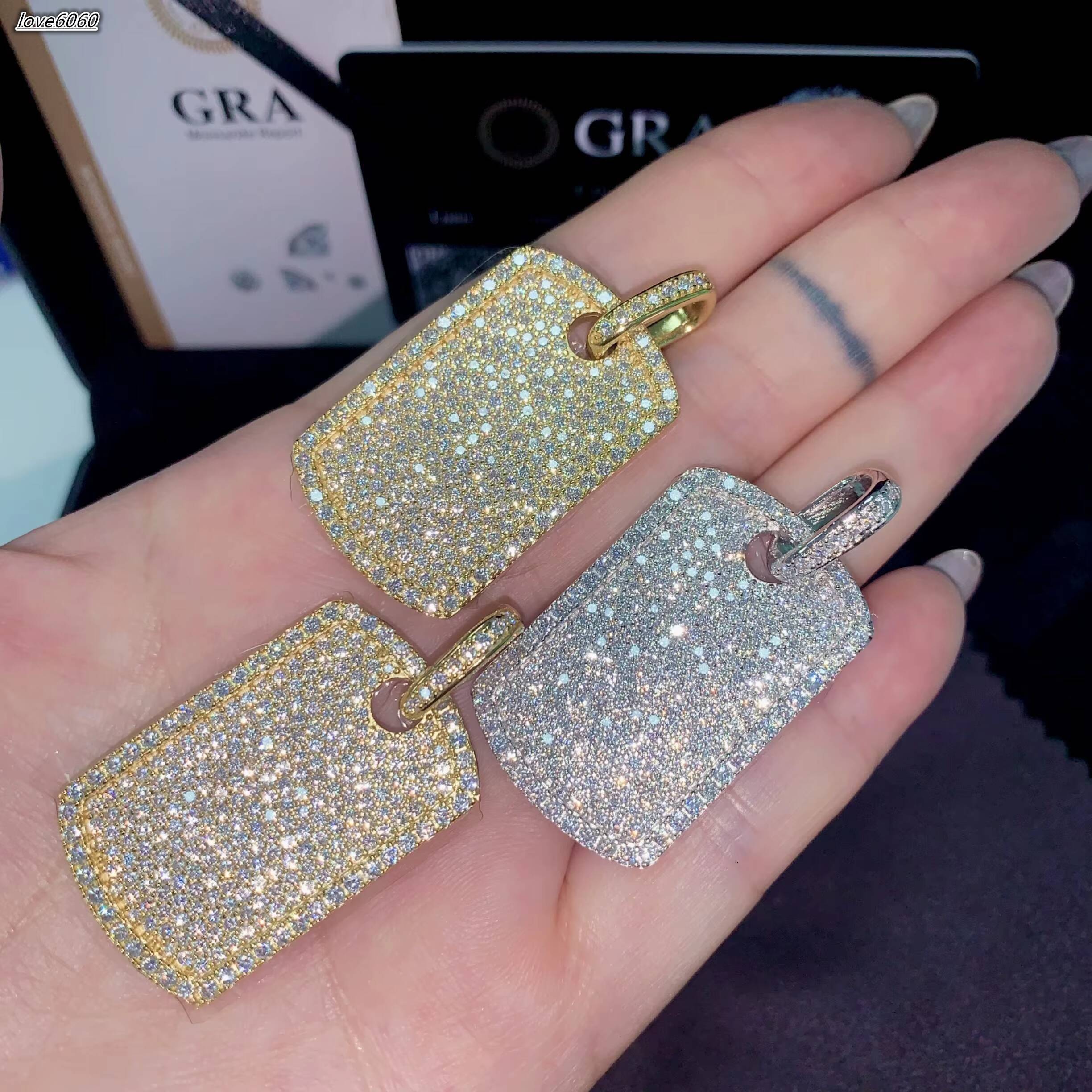 Daily Iced Out Jewelry Dog Tag Engraving Name Moissanite Hip Hop Pendant Cross Iced Out Pendant Religious Jewelry