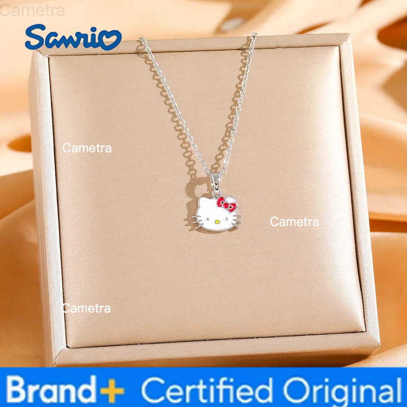 Sanrio Romantic Sweet Cute Hello Kitty Heart Pendant Necklaces for Women Girls Lovely Stainless Steel Chain Jewelry Gifts H251229