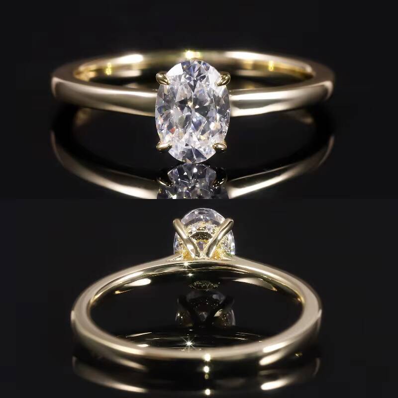 Fine Jewelry S925 Moissanite Eternity Band Ring Oval Cut Wholesale 14K 18K Gold Moissanite Ring