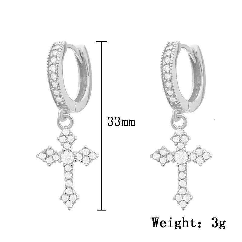 Classic Cross Point-Drill Crystal Replaceable Exquisite White Color Earrings For Women Men Hiphop Party Jewelry Gifts