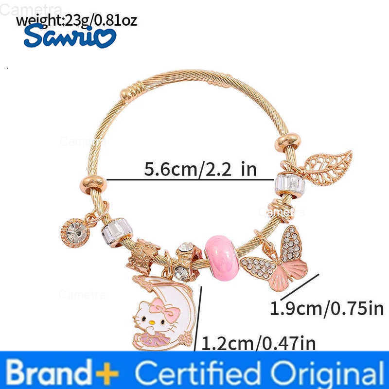 Sanrio Fashion Simple Hello Kitty Charms Bracelet Trendy Pink Butterfly Beads Charms Bnagle for Girl Hands Accessores Gifts H2512291