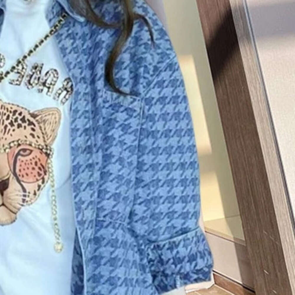 Spring Designer Fashion 2026 Summer Women's Sle Long Sve Plaid Slimming Denim Irt Top Coat Faionable Commute Wind Collar