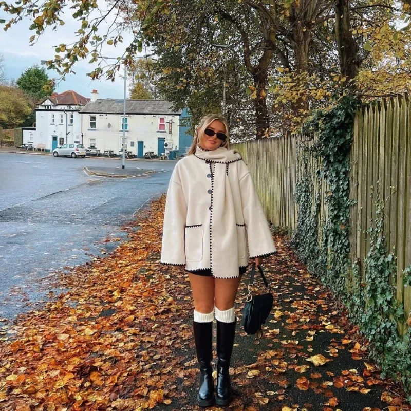 Vintage Women Oversize Woolen Jackets 2025 AUtumn Winter Fashion Laies Casual Tassels Coats for Female Chic Outfits Cute Clothes 251216