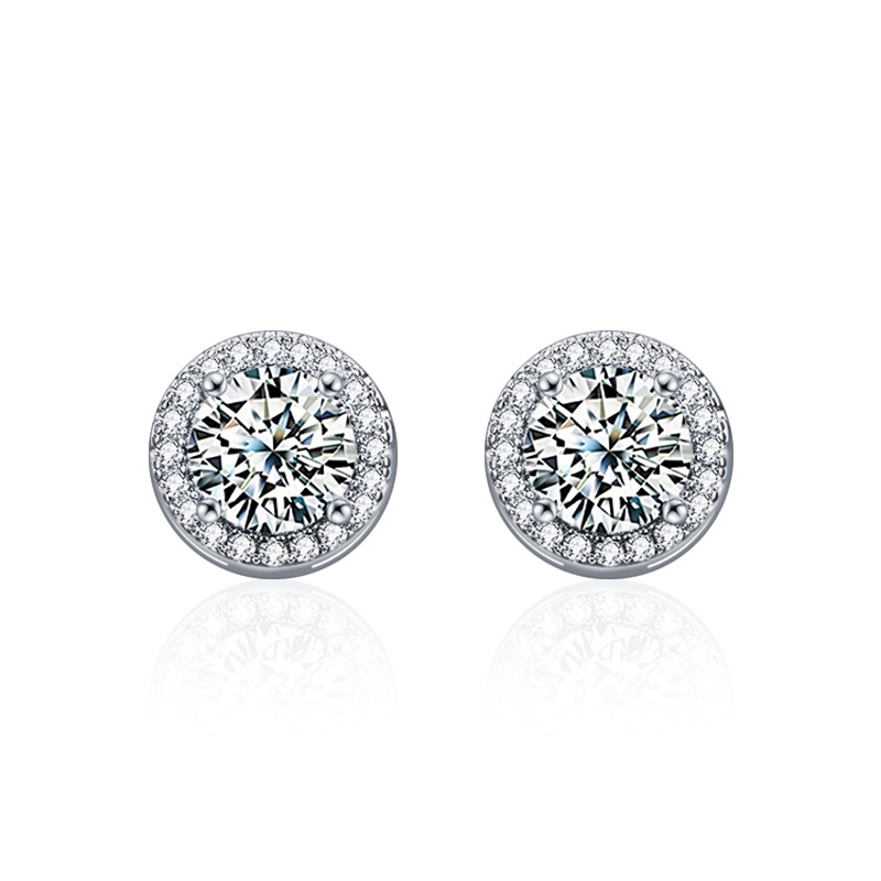 Exquisite Moissanite Inlaid Design Earrings For Girls Simple And Versatile Round Package Earrings Perfect For Love Birthday Gifts Earrings