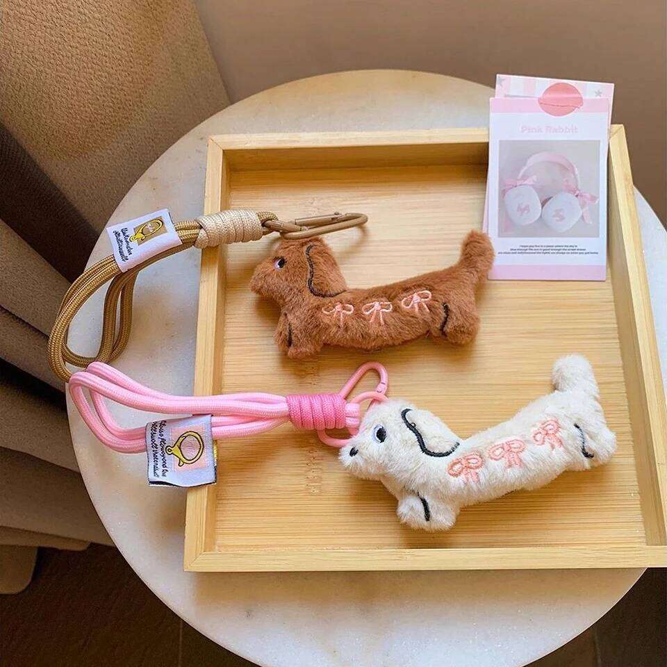 ZAKOL Sweet Kawaii Dachshund Keychain Doll Cartoon Puppy Keyring Couple Key Holder Backpack Pendant Decoration Gifts