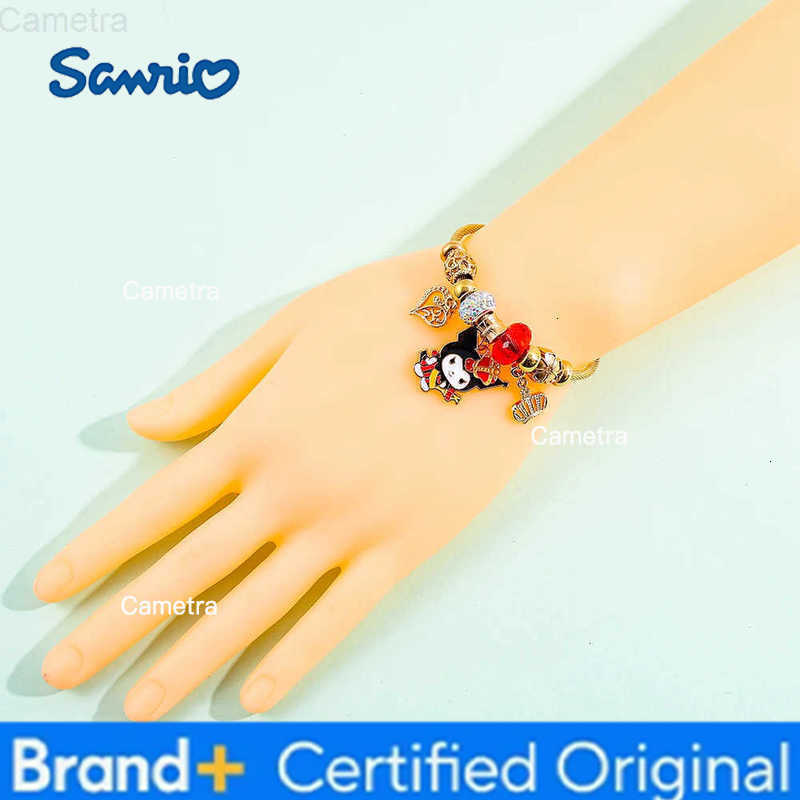 Sanrio Cute Beaded Pendant Bracelet Anime Cartoon Jewelry Bracelet Kuromi Pandor Gold Color Bracelet Suitable for Girls Gifts H2512291
