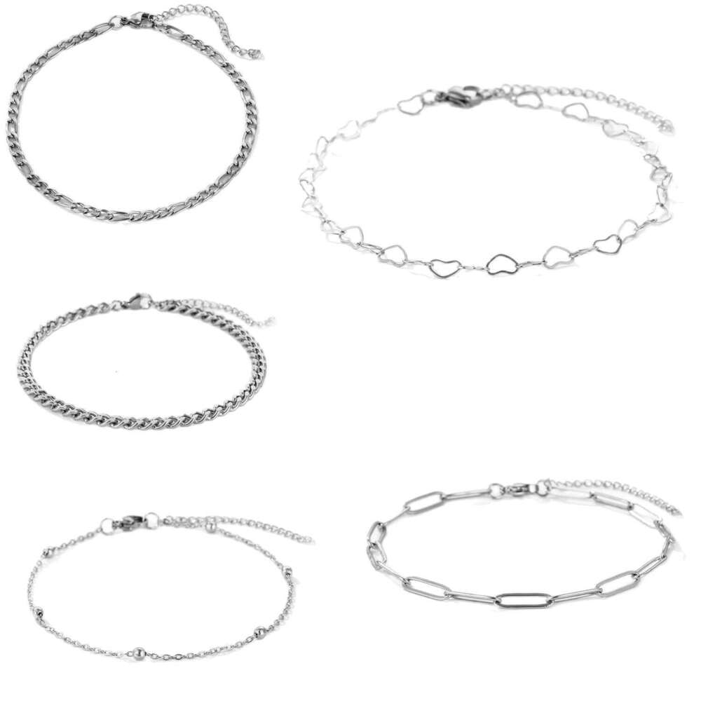 Bestseller Paperclip Beaded Snake Sailor Bracelet Anklet Adjustable Fashion Ins Style Foot Jewelry Set