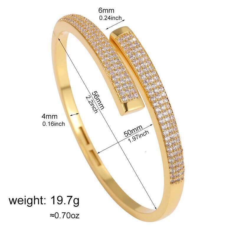 ZAKOL BulingBuling Slivery/Golden Open Bracelet Geometric Shiny Zircon 18K Gold Plated Gift Wedding Party Jewelry for Women