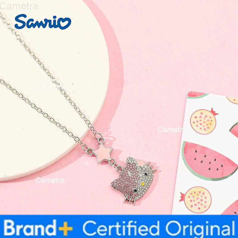 Sanrio Cute Hello Kitty Metal Necklace Cascading Sparkling Hellio Kitty Two-tone Version Beautiful Costume Jewellery Pendant H251229