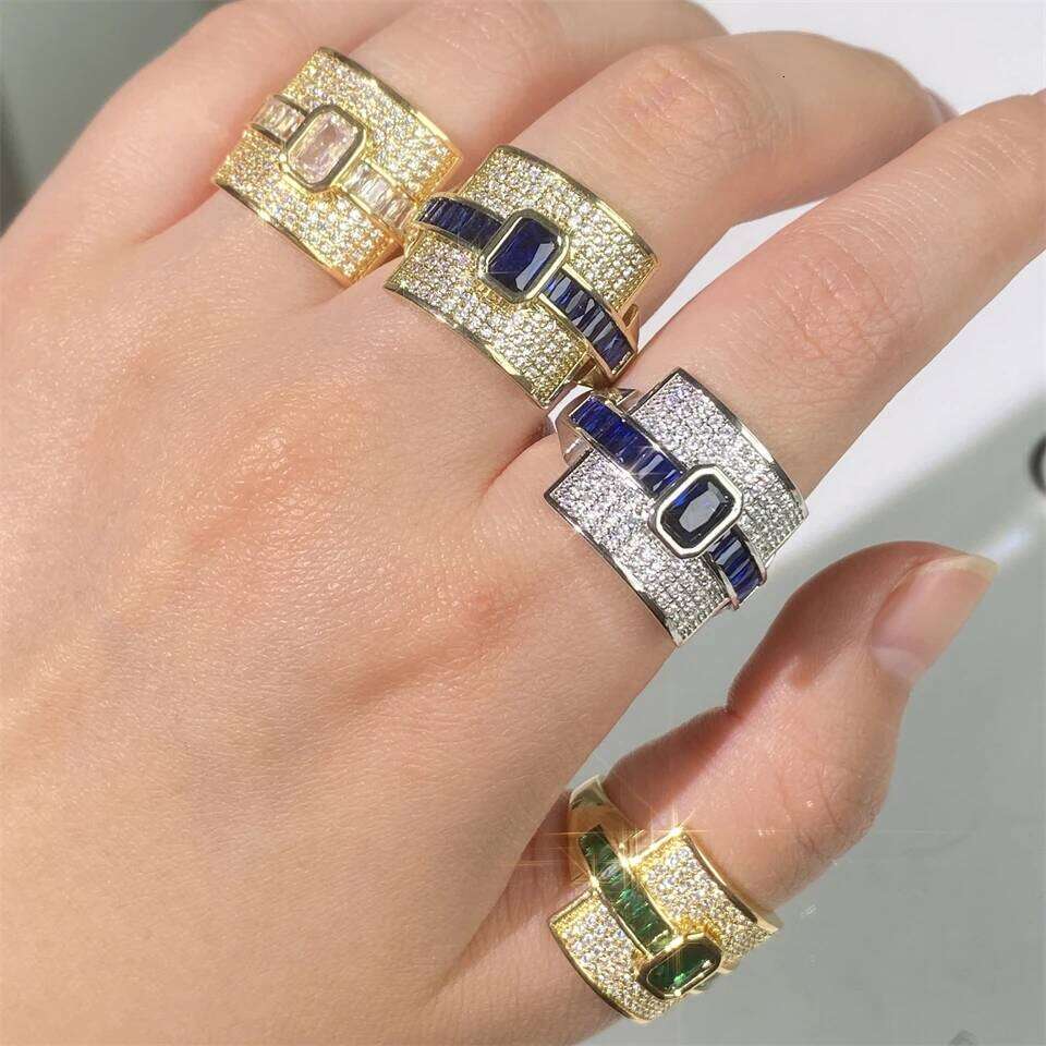 Elegant Geometric Cubic Zircon Ring for Stylish Women Weddings Engagements Hip-hop and Punk Style Stunning Statement Jewelry