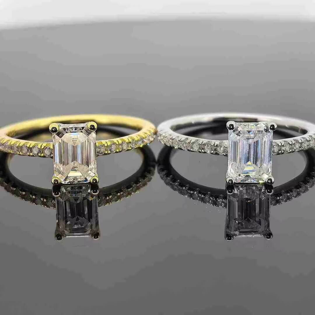 810mm Hot Selling 925 Sterling Silver Moissanite Engagement Wedding Ring Premium Quality 4CT Emerald Moissanite Ring