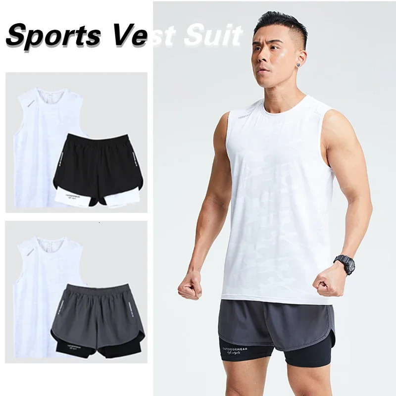 Gym Clothes Men Sport Suits Running Sets Compression Fitness Tshirts Quick Drying Sportswear Jogger VestShorts 251219