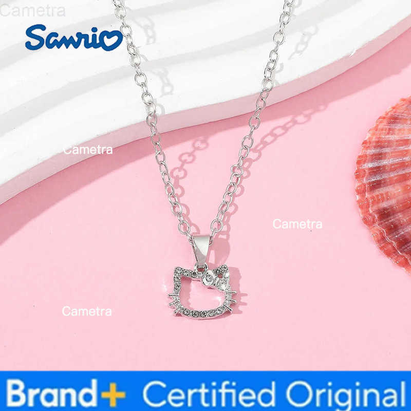Sanrio Hello Kitty Necklace Kitty Cat Anime Style Pendant High-End Hollow Rhinestone Niche Alloy Pendant H251229