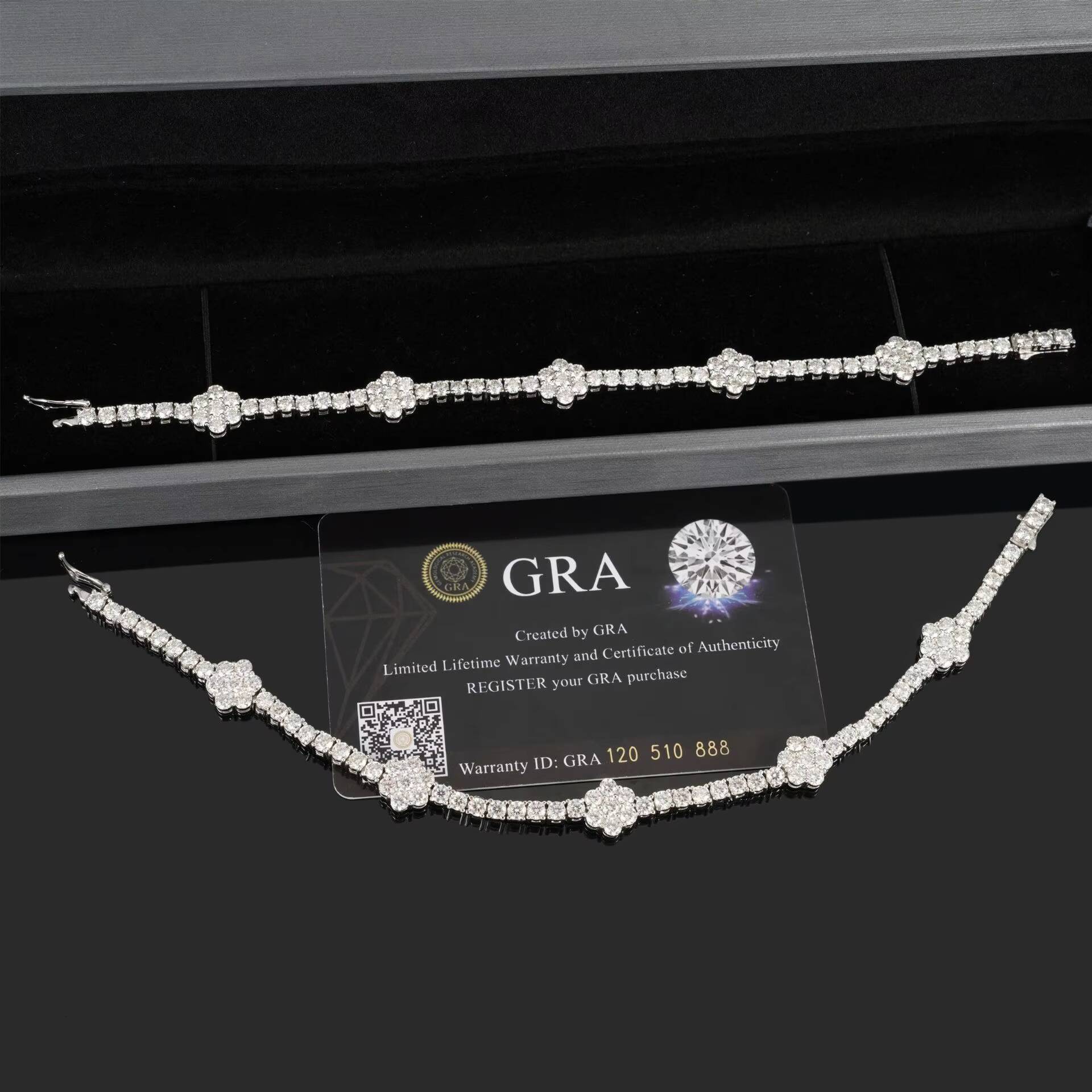 Hip-Hop Fashion 95mm Flower Tennis Chain with VVS Moissanite 925 Sterling Silver Womens