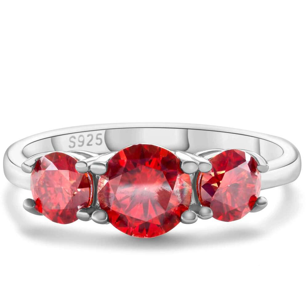 Real D Color VVS1 Round 2.0-4.0ctw Moissanite 3 Stone Ring 925 Pure Silver Jewelry Certified for Women Wedding Engagement Gift 5c5