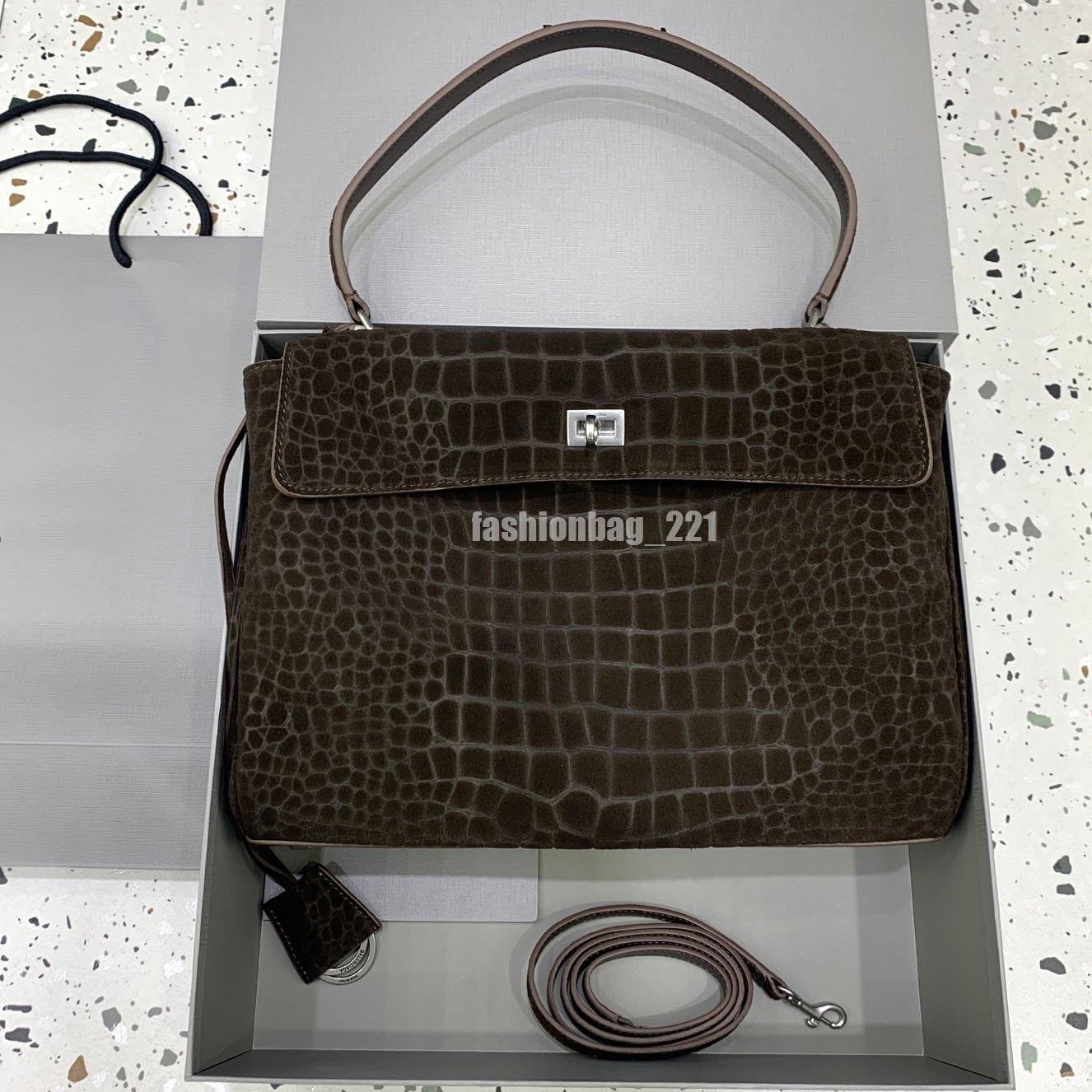 Designer Bag High Quality Coffee Brown Croc Handbag Luxury Leather Rodeo Shoulder Bag Large Capacity Women Tote Crossbody Purse for Business