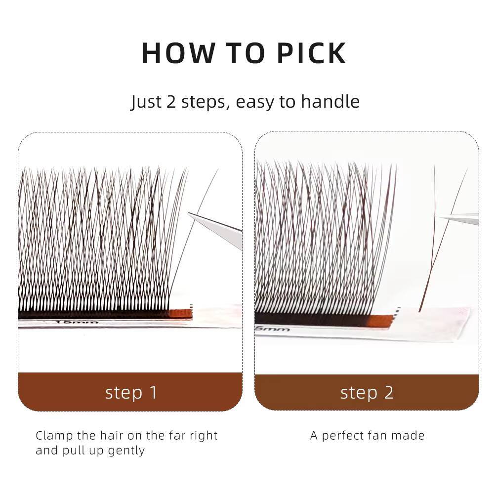 Brown 2D Shaped Y Lashes 007 Extension Eyelash Korean PBT Easy Fan Bloom Lash Trays Mix B C D Curl Cashmere Lash Extensions