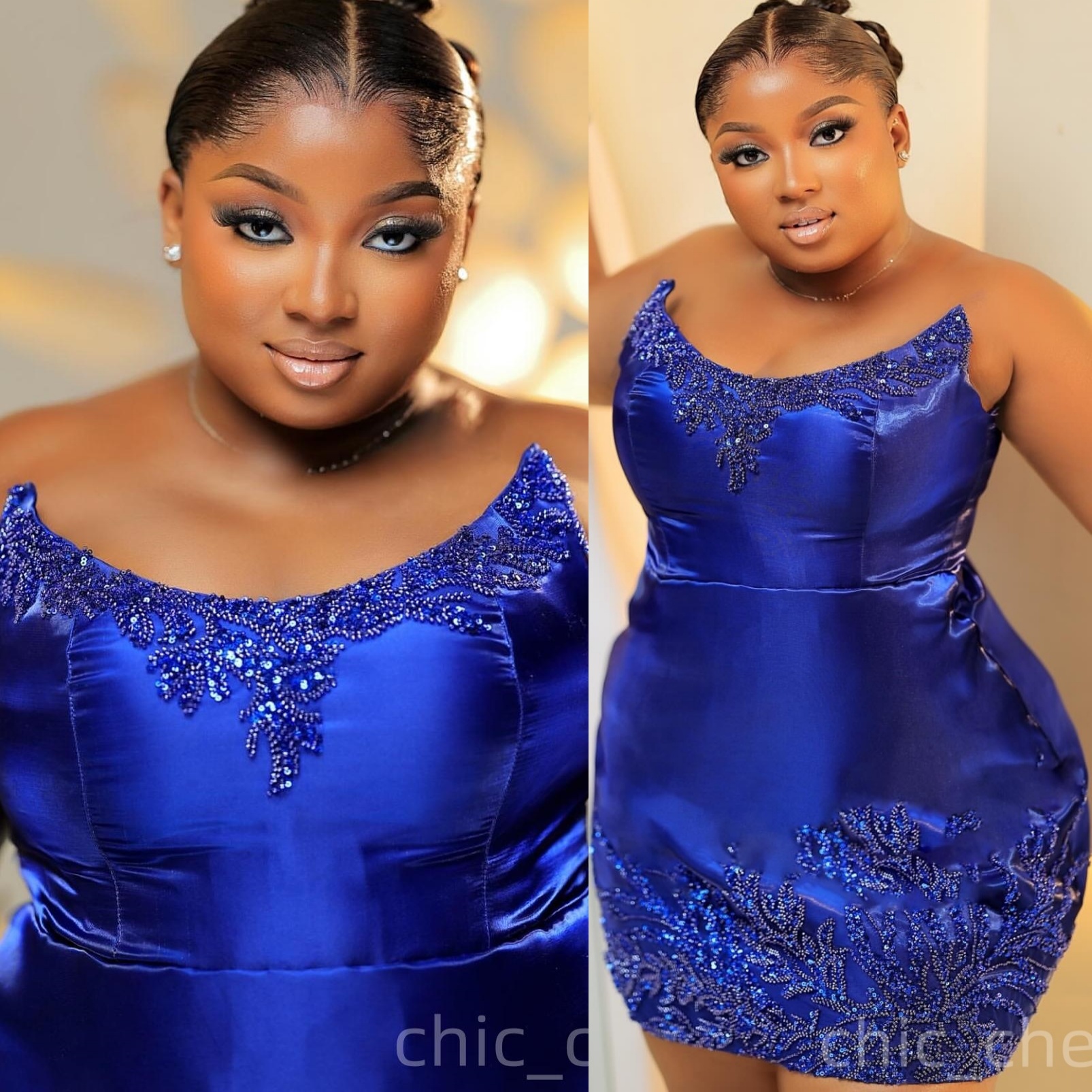 Chic Royal Blue Sheath 2026 Cocktail Dress Strapless Appliques Satin Short Mini Graduation Homecoming Dresses For Special Occasions Sweetheart Gowns