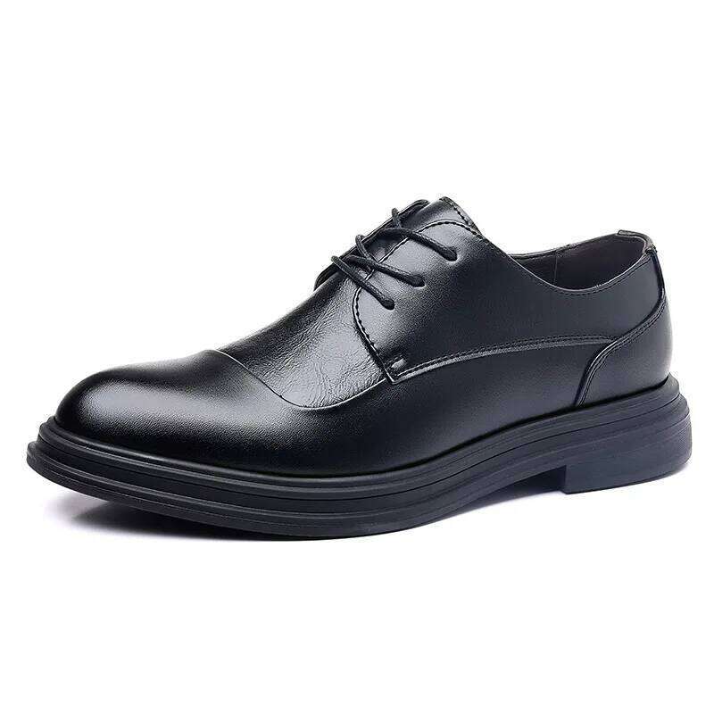 Dress Leather Loafers Men Fashion Lace on Formal Business Splice Wedding Shoes Plus 38-47 LEEGO LENS