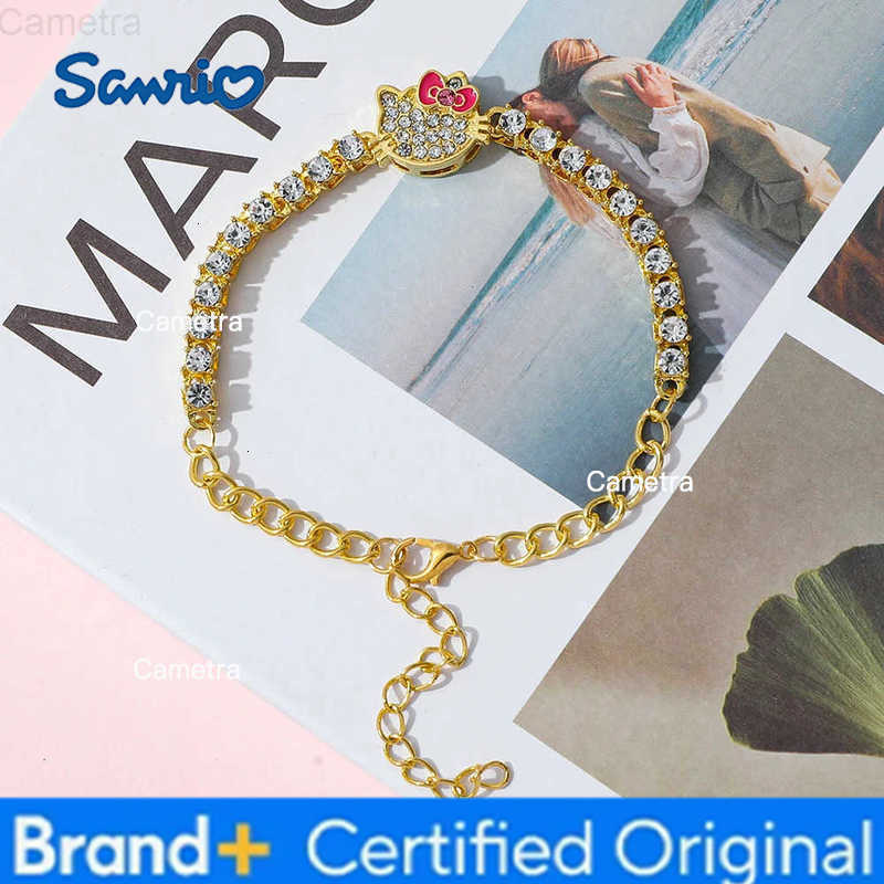 Sanrio Anime Figure Hello Kitty Rhinestone Bracelet Creativity Cartoon KT Cat Bangle for Girls Birthday Party Accessory Gift H251229