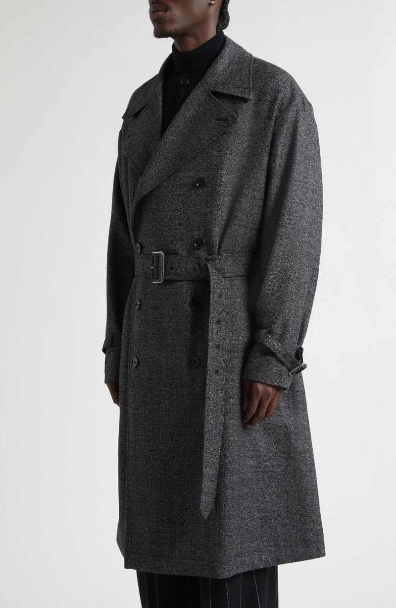 Casual Men Long Coat Double Breasted Notched Lapel Jacket Blazers Autumn Winter Customized One Piece Outdoor Wear