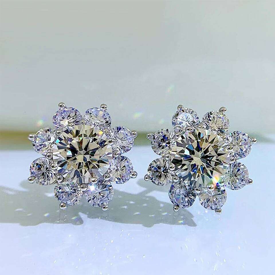 ZAKOL Shiny Dazzling SunFlower AAA Zirconia Stud Earrings Exquisite Sliver Color Ear Accessories Women's Party Jewelry Gift