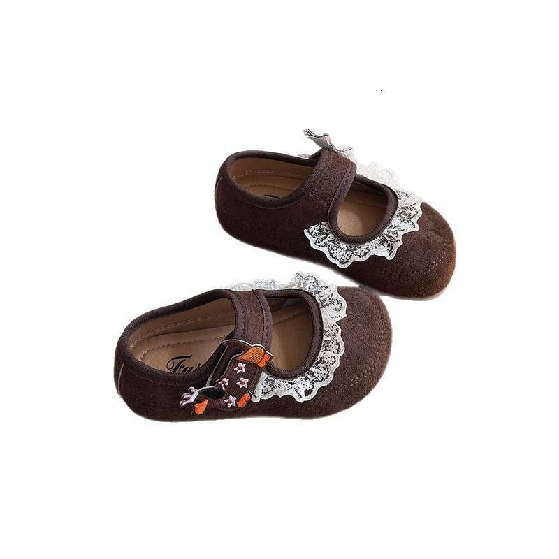 INS French Style Small Leather 2025 Spring and Autumn New Korean Version Girls' Lace Trim Princess Shoes Soft Sole Loafers