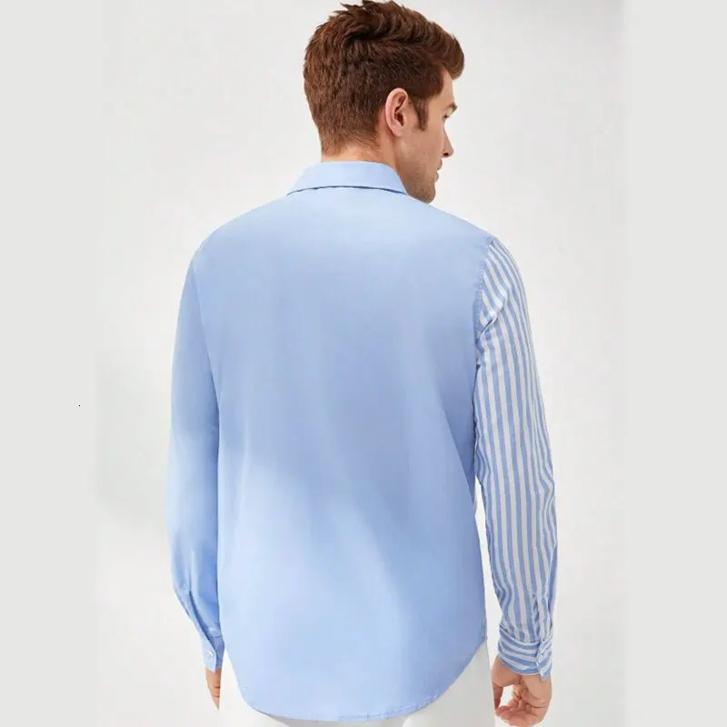 Mens Business Casual Long Sleeved Striped Color Blocked Polo Shirt Fashionable Breathable and Comfortable Autumn Versat 251219