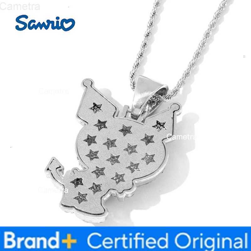 Sanrio Kuromi Full Diamond Necklace - Black Crystal Rhinestone Pendant Kawaii Goth toys for Girls Women H251229