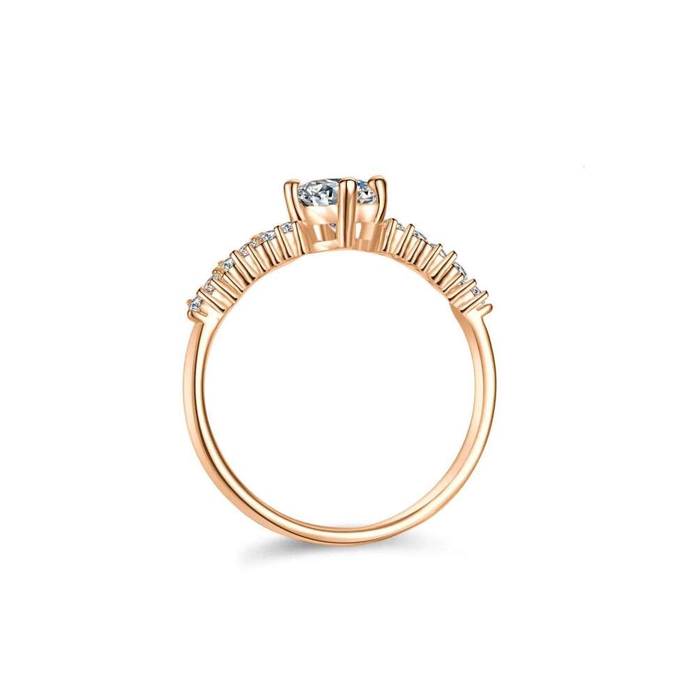 18K Inlaid Moissanite Women's PT950 White Gold Princess Crown D Color VVS1 Diamond Fashion Ring 6de