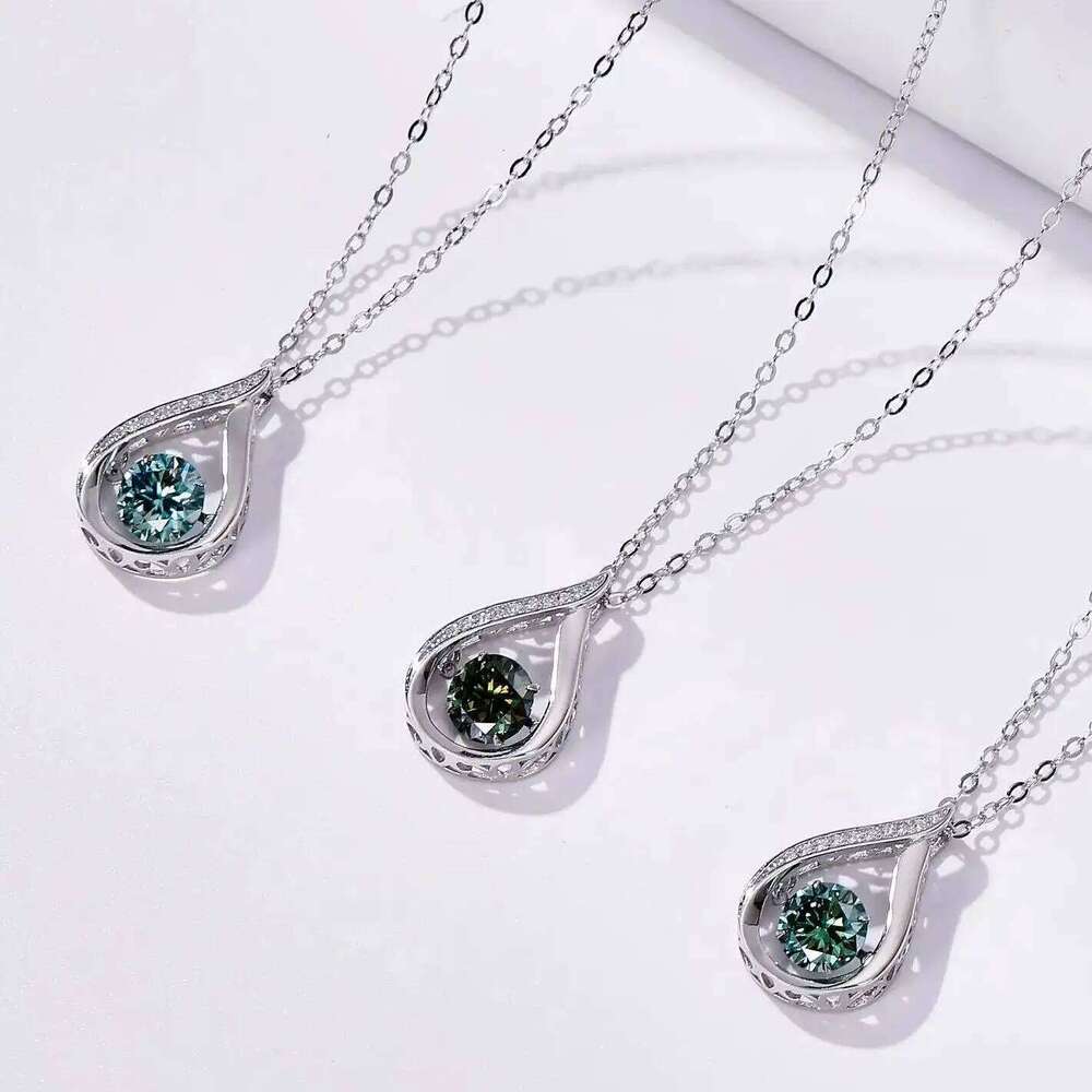 1CT Pass Tested GRA certified Moissanite Necklace for Women Sterling 925 Silver Lab-created Diamond Pendant with O-chain d8e