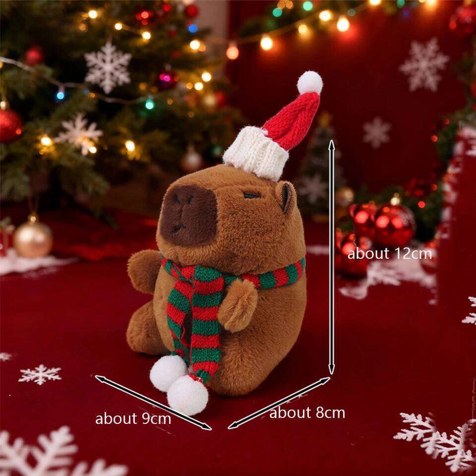 ZAKOL Cute Hat Capybara Pendant Plush Toy Doll Keychain Kapila Bag Hanging Ornaments Christmas New Year Gift