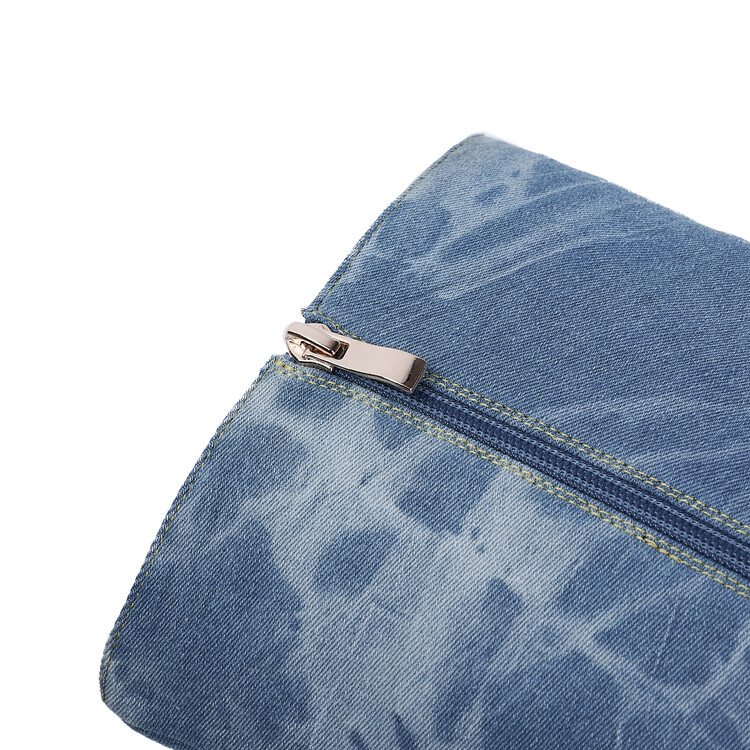 Chengdu Craftsmanship Distressed Denim Boots 20cm Total Height Stacked Fold Knee High Boots