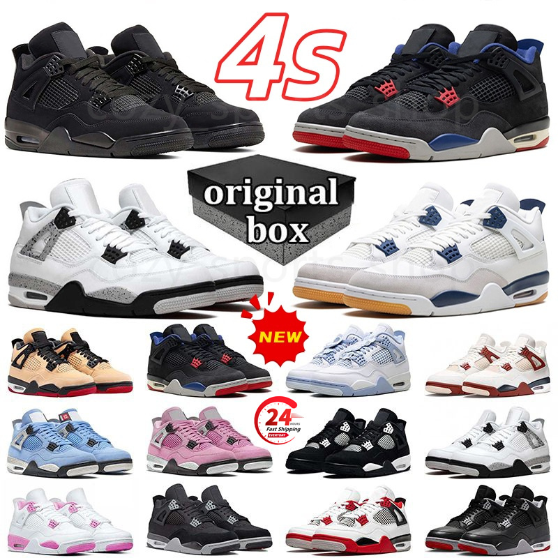 With Box Designer 4s basketball shoes Black Cat White Cement Rare Air Cave Stone SB Navy Fear Military Blue Bred Forget Me Not Red Cement Top Quality