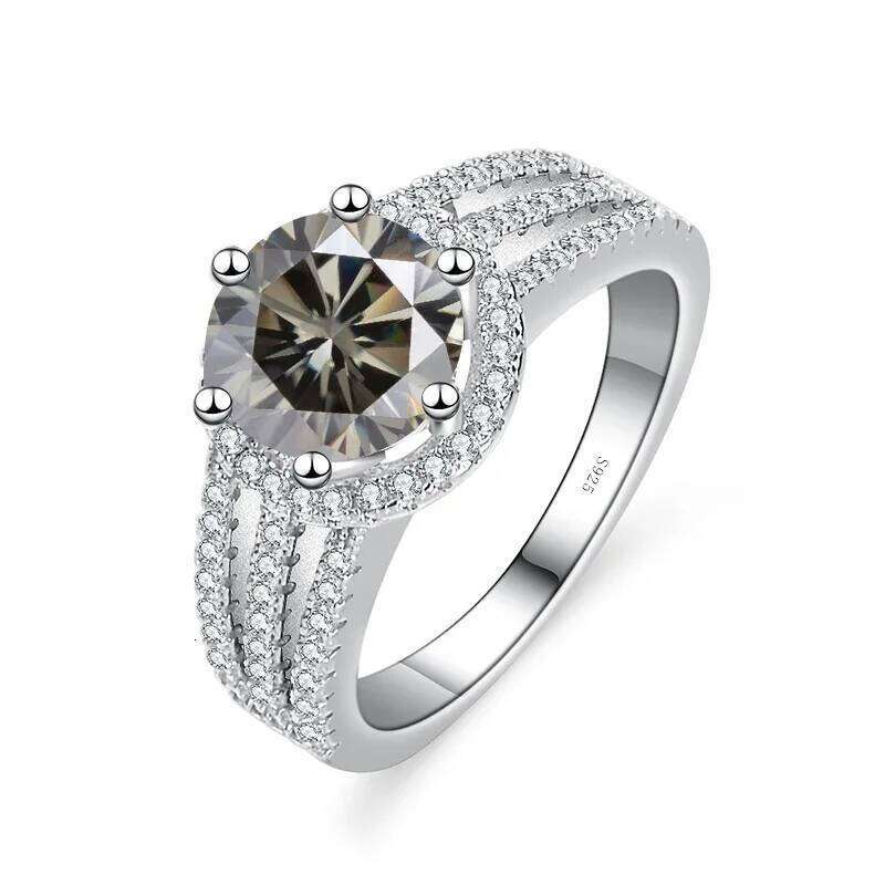Luxury Round 2CT 8mm VVS D COLOR Moissanite lab Diamond Ring For Women S925 Sterling Silver Wedding female Rings Engagement Gift bd8