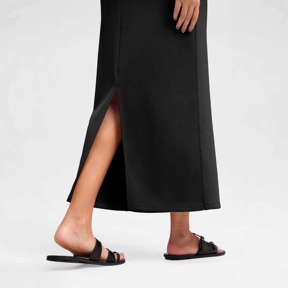 Women's Soft Rayon Slit Summer Bodycon High-End Elegant Casual Midi Long Skirt