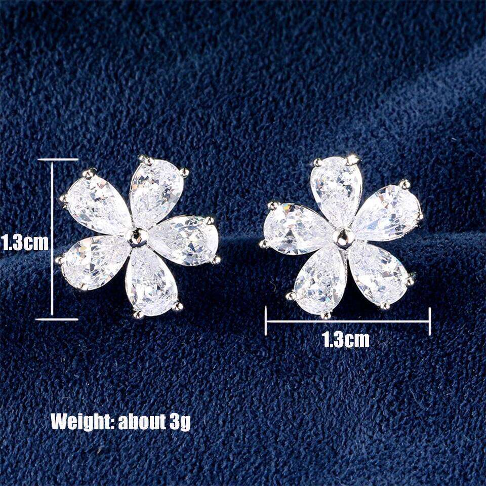 ZAKOL Cute Clear Zircon Flower Stud Earrings For Women Wedding Sparkling Crystal Fashion Bridal Jewelry