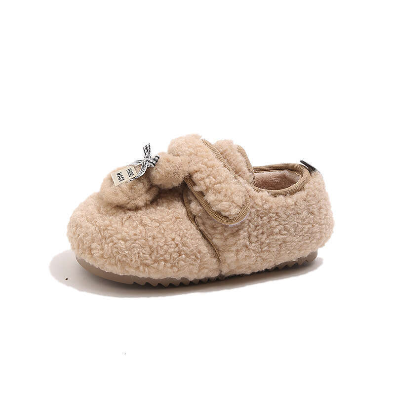 INS French Style Furry 2025 Autumn Winter New Korean Version Cute Cartoon Bunny Plush Lined Cotton Shoes for Girls