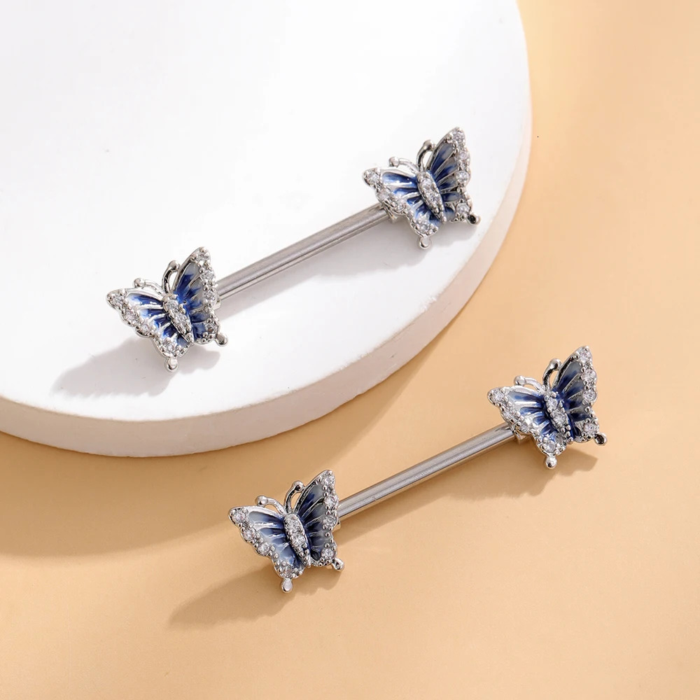 2pcs Cross Cherry Crystal Nipple Rings 1PC Both Sides Screwed Belly Button Rings Sets Stainless Steel Body Piercing Ring Bulk 251224